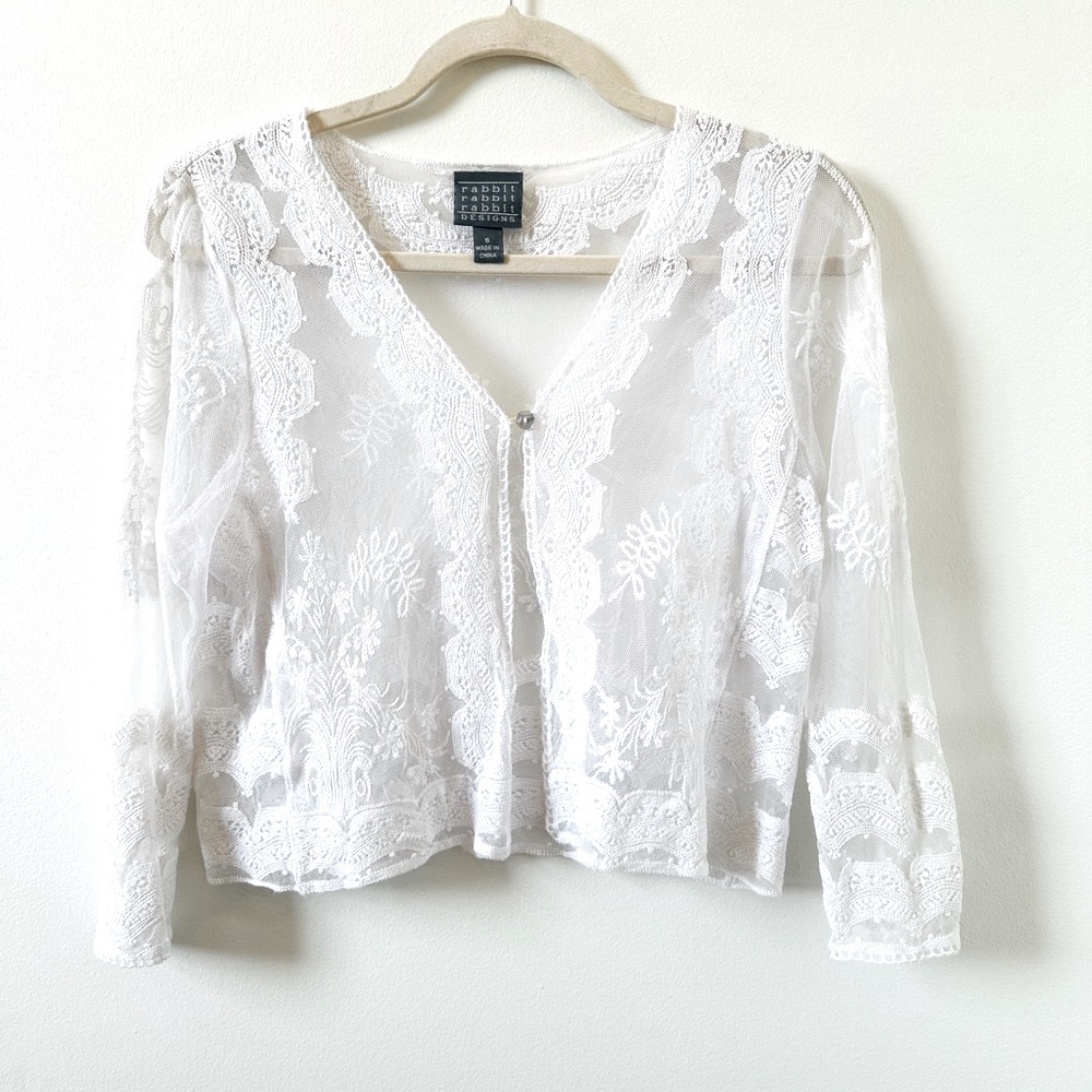 Rabbit Rabbit Rabbit white lace shrug/cardigan size small